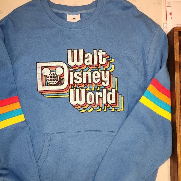 Disney Other - Men’s Walt Disney World retro rainbow blue striped sweatshirt Size XL